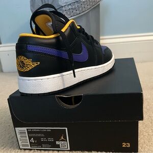 Air Jordan Low GS Black and Purple Sneakers